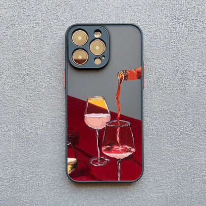 Oil Painting Red Wine Glass Phone Case For iPhone