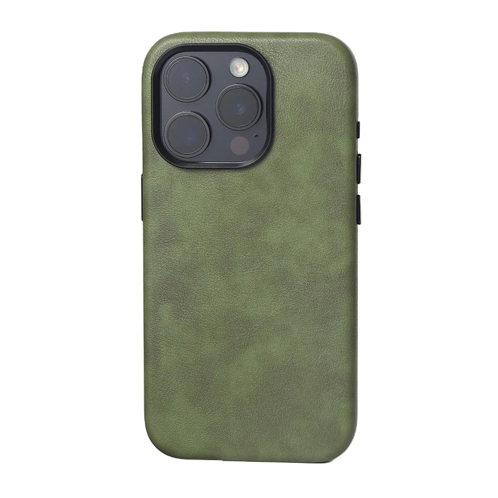 Retro Oil Wax Leather Wireless Charge Case For iPhone