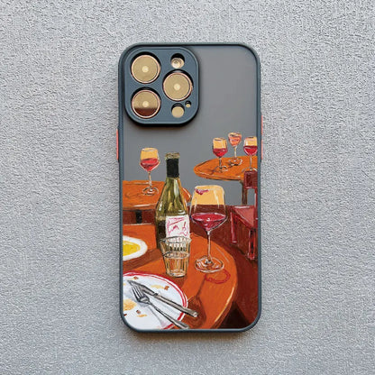Oil Painting Red Wine Glass Phone Case For iPhone