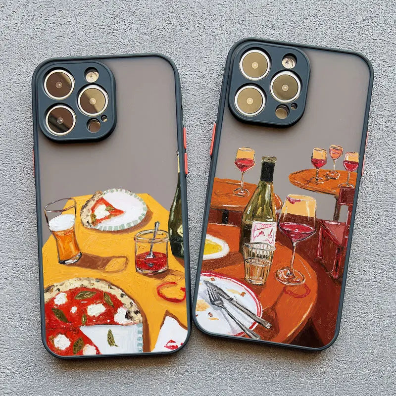 Oil Painting Red Wine Glass Phone Case For iPhone
