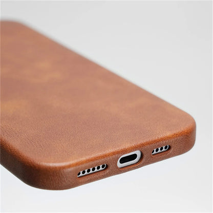 Retro Oil Wax Leather Wireless Charge Case For iPhone