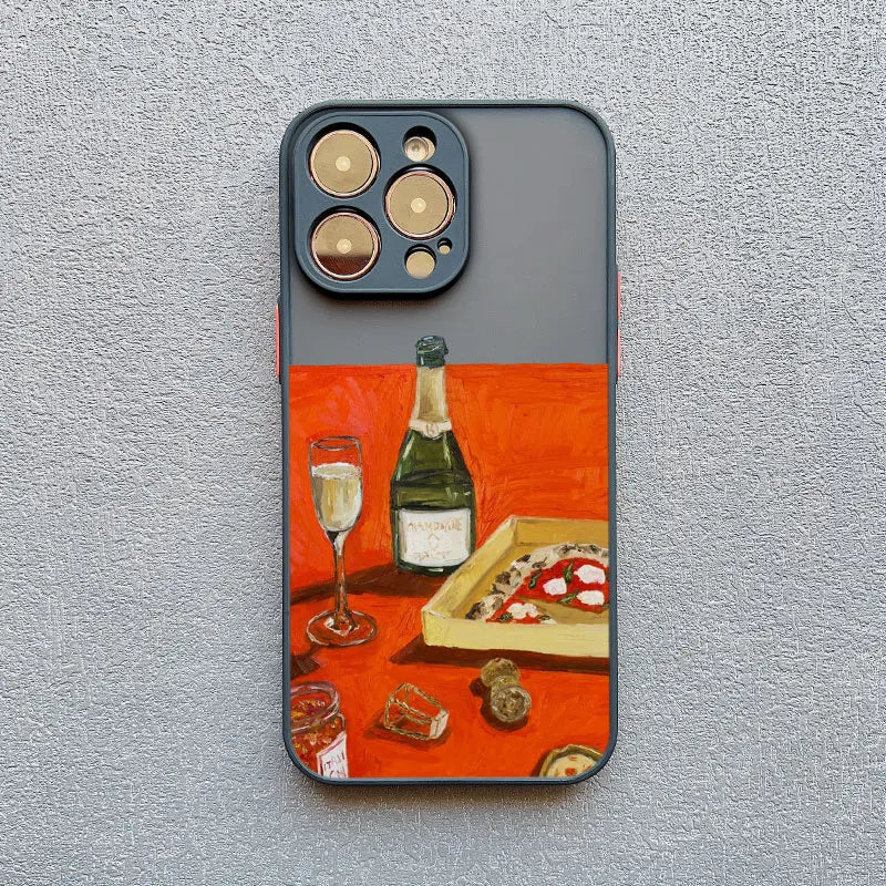 Oil Painting Red Wine Glass Phone Case For iPhone