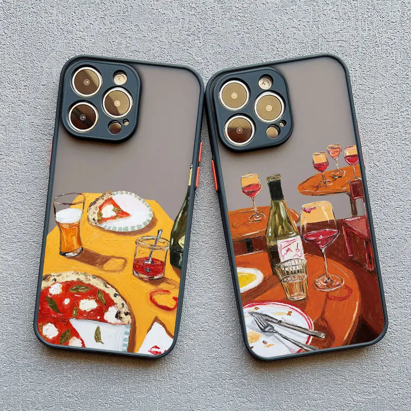 Oil Painting Red Wine Glass Phone Case For iPhone