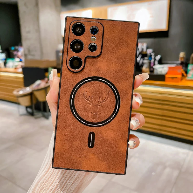 Luxury Leather Magsafe Phone Case For Samsung