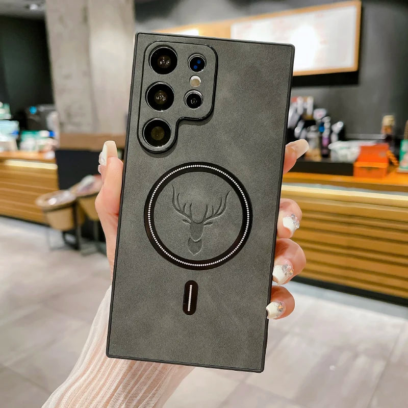 Luxury Leather Magsafe Phone Case For Samsung