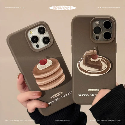 Cartoon Cherry Cake Holder Phone Case For iPhone
