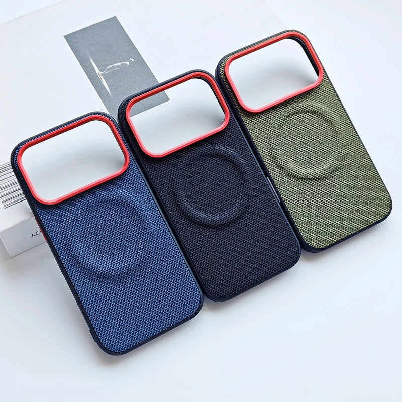 Luxury Magnetic Soft TPU+Nylon Woven Leather Case for Iphone