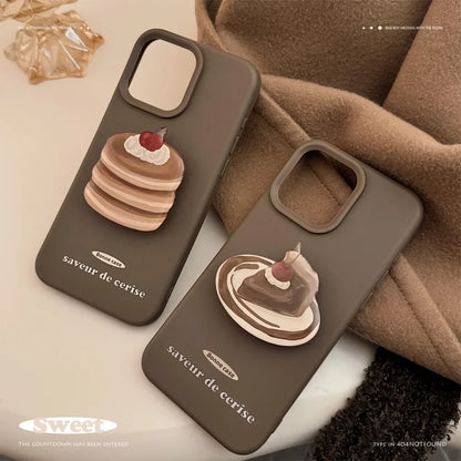 Cartoon Cherry Cake Holder Phone Case For iPhone