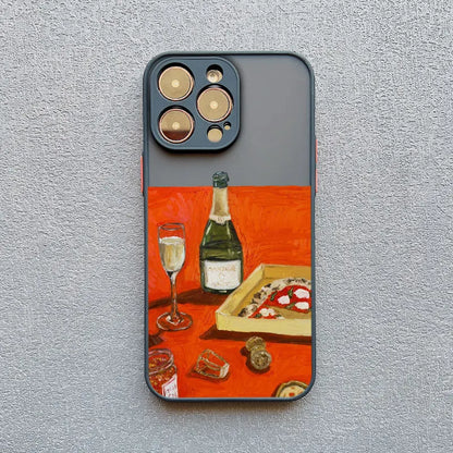 Oil Painting Red Wine Glass Phone Case For iPhone