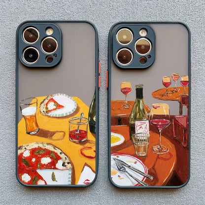 Oil Painting Red Wine Glass Phone Case For iPhone