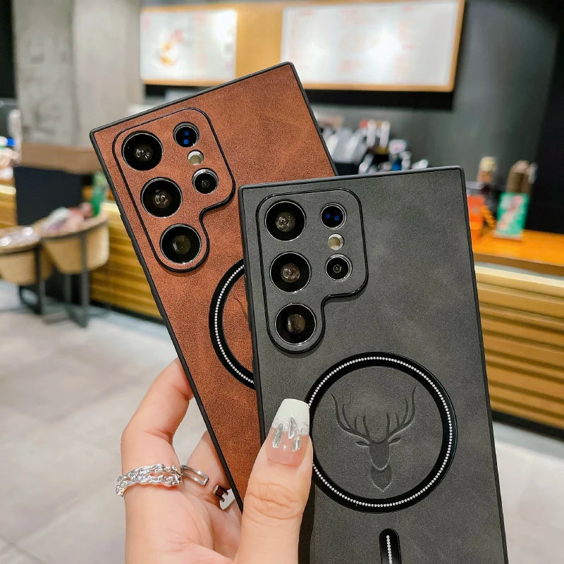 Luxury Leather Magsafe Phone Case For Samsung