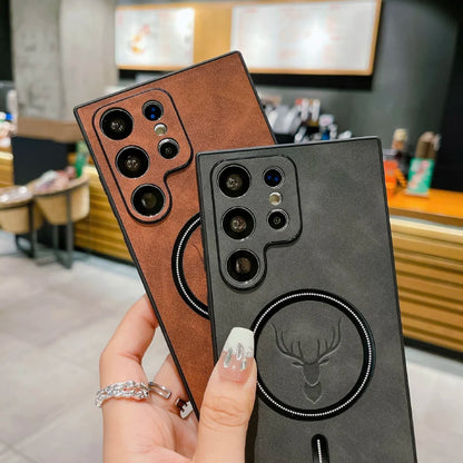 Luxury Leather Magsafe Phone Case For Samsung