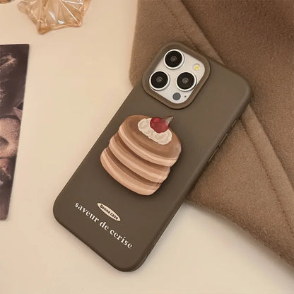 Cartoon Cherry Cake Holder Phone Case For iPhone