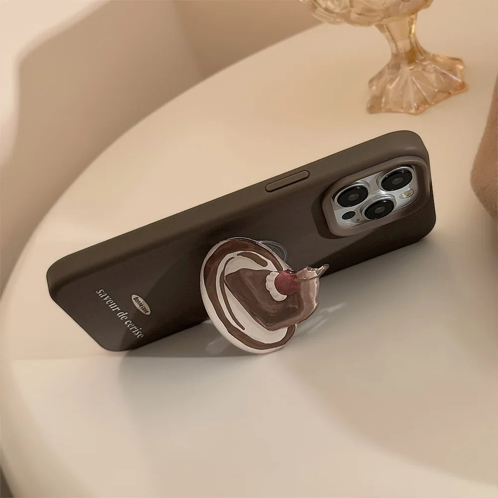 Cartoon Cherry Cake Holder Phone Case For iPhone