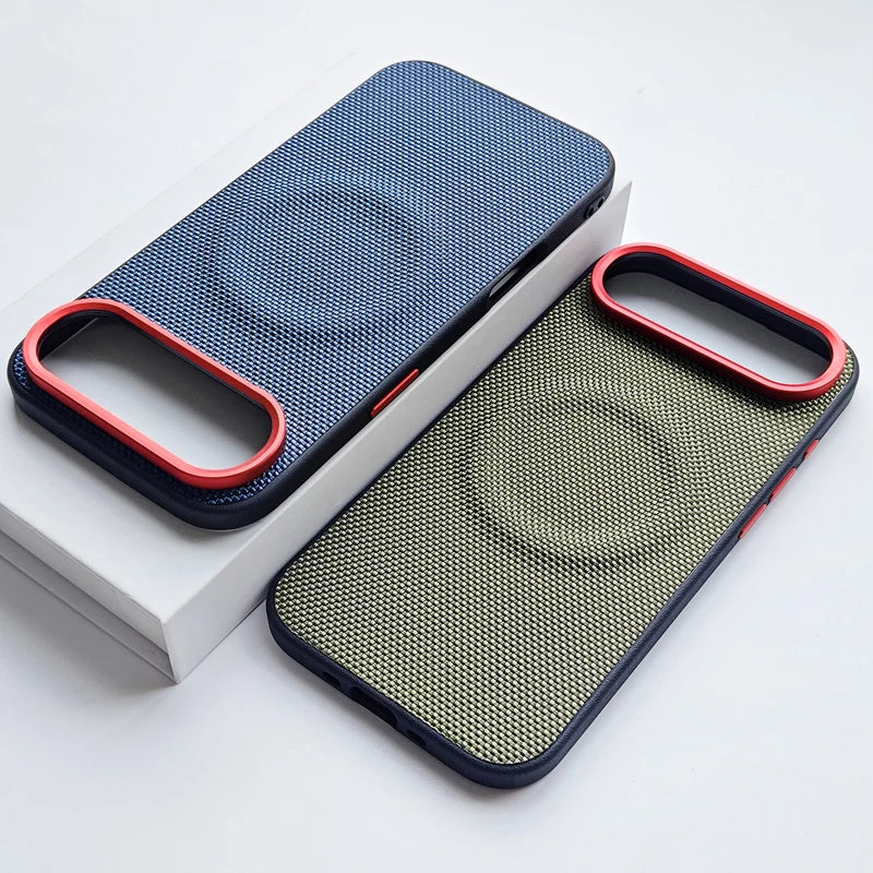 Luxury Magnetic Soft TPU+Nylon Woven Leather Case for Iphone