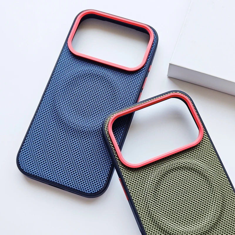 Luxury Magnetic Soft TPU+Nylon Woven Leather Case for Iphone