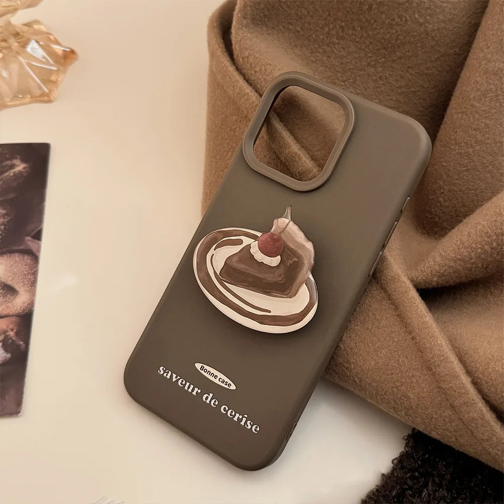 Cartoon Cherry Cake Holder Phone Case For iPhone